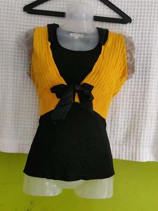 Yellow & Black Knit Top