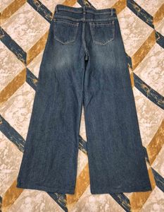 Wide Leg Blue Denim Jeans