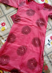 Pink Kurta with Circular Motif