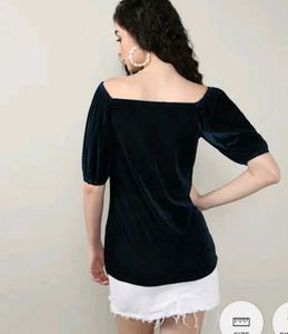 Velvet Puff Sleeve Top