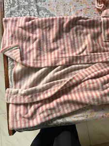 pink and white cozy morning gown
