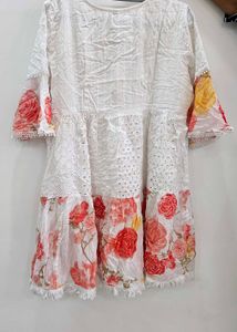 Boho Floral Embroidered Tiered Kurta