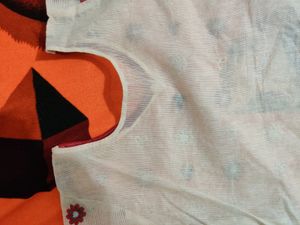 White Kurti Flower Design