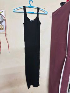 H& M Sleek Black Ribbed Tank Dress
