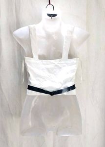 I. Chic White V-Neck Top with Bow Belt