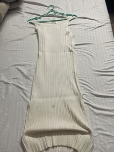 White Ribbed Sleeveless Maxi Dress