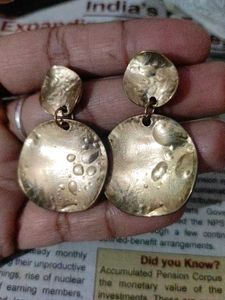 Hammered Gold Tone Drop Earrings
