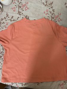 Ribbed Peach Colored T-Shirt