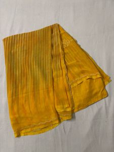 🆕Yellow Embroidered Unused Saree
