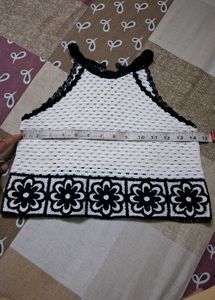 Zara Crochet Floral Halter Knit Crop Top