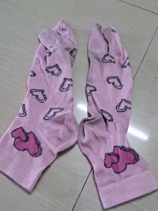 Pink Heart Pattern Socks 🧦