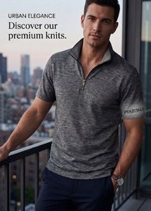 Men's Grey Calvin Klein Zip Neck T-Shirt