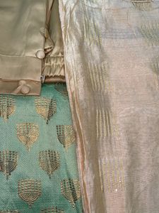 Mint Kurta N  Gold Plazo