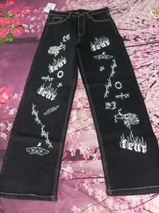 Unique Dragon & Flame Print Jeans