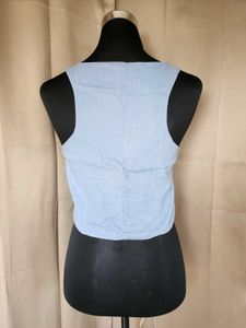 Blue Embroidered Ethnic Vest