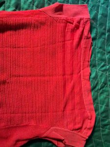 Red Textured Knit Top