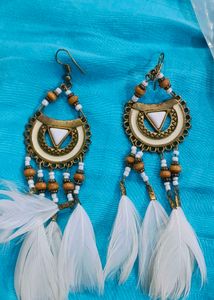 Boho Feather Drop Earrings
