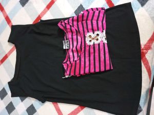 Striped Pom-Pom Detailed Pink Crop Top