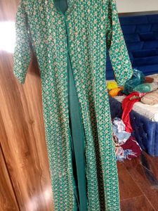 Green Embroidered Kurta Come Jacket