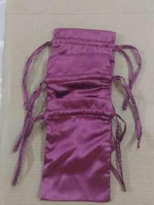 Purple Satin Drawstring Pouch - Pack of 3