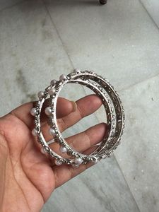Elegant Pearl &amp; Crystal Bangles