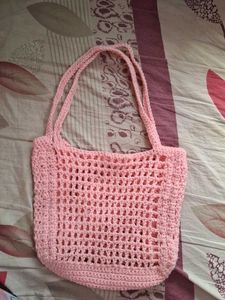 Crocheted Pink Tote Bag