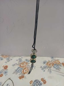 Ethnic Necklace Set with Green Beads