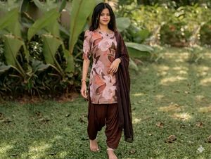 BrandNew BeautifulSnuff FloralPrint Kurta+SemiPati