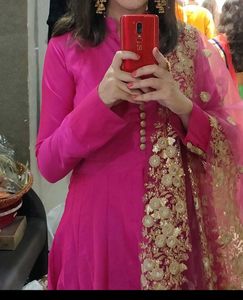 Elegant Pink maxi length KURTA and  DUPATTA