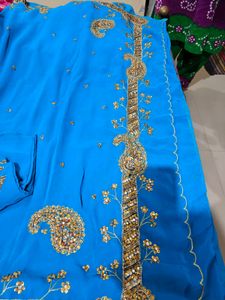 Elegant Blue Embellished Saree