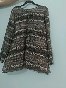 Boho Patterned Sheer Kurta Top