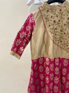 Elegant Pink &amp; Gold Maxi Dress