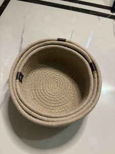 Set of 3 Woven Rope Baskets