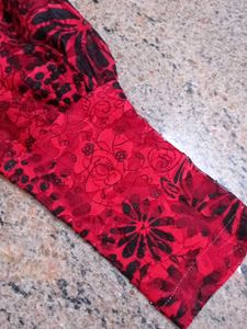 Red Printed Puff Sleeves dress 8to10 years
