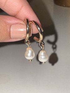Accesssorize Gold Hoop Earrings with Pearls