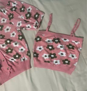 Pink Floral Button-Up Cardigan