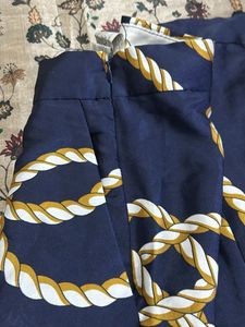Navy Blue Nautical Rope Print Pants