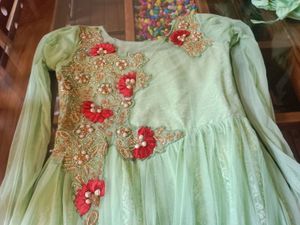 Lime Green Embellished Anarkali Dress