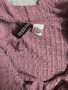 H&amp;M Pink Ruffle Front Top