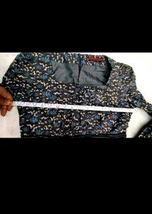 Blue Floral Print A-line Dress