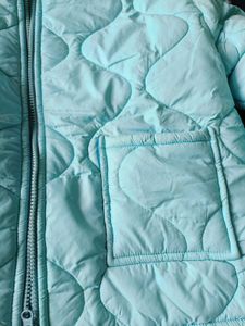 Baby Blue Quilted Bomber Jacket