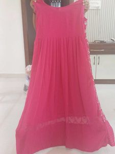 Stunning Pink Embellished Anarkali Gown with sleev