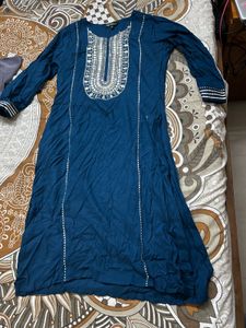 Blue Embroidered Kurti