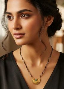 Gold Plated Mangalsutra with Emerald