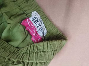 Light Lime Green Palazzo Pants with big flare