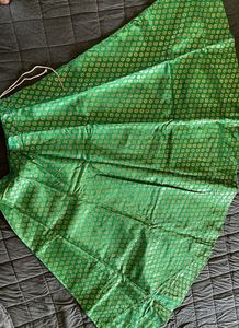 Vibrant Green Brocade Print  Ghagra oodna