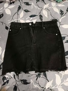 Black Denim Mini Skirt