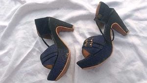 Stylish Navy Blue Platform wedge heels