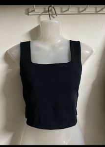 Sleek Black Square Neck Tank Top