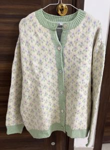 ZARA Pastel Floral Knit Cardigan
